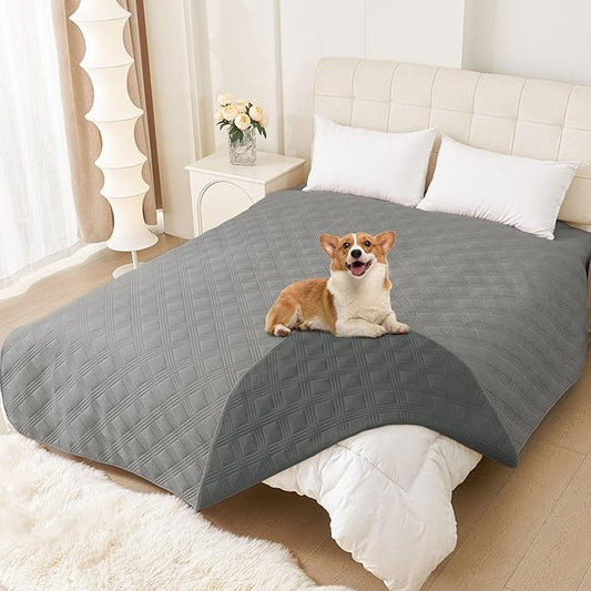 hyha Waterproof Dog Blanket, Reversible Pet Bed Blanket, Soft Sofa Couch Cover for Dogs Washable, Waterproof Pet Couch Covers for Sofa Puppy Cats Furniture Protector(82"x82", Grey/Dark Grey)