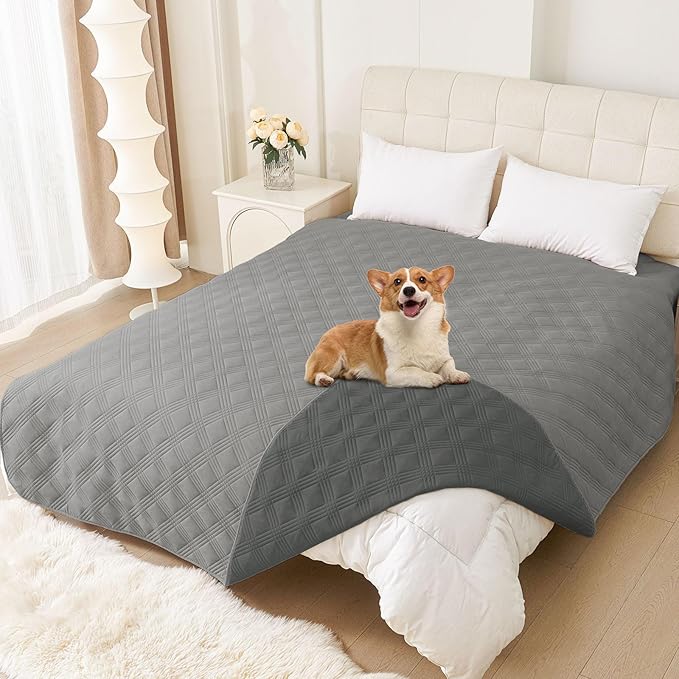hyha Waterproof Dog Blanket, Reversible Pet Bed Blanket, Soft Sofa Couch Cover for Dogs Washable, Waterproof Pet Couch Covers for Sofa Puppy Cats Furniture Protector(82"x120", Grey/Dark Grey)