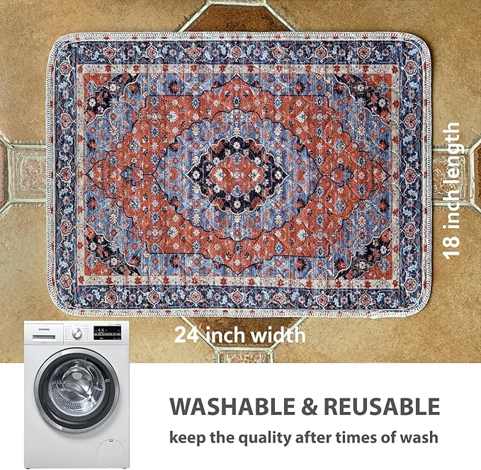 nunubaby 4PACK Washable Pee Pads for Dogs, Stylish, Non-Slip and Leak-Proof Pee Pads. Reusable Potty Pads for Dogs for Crates and Floors.(Red/Floral, 18" x24")