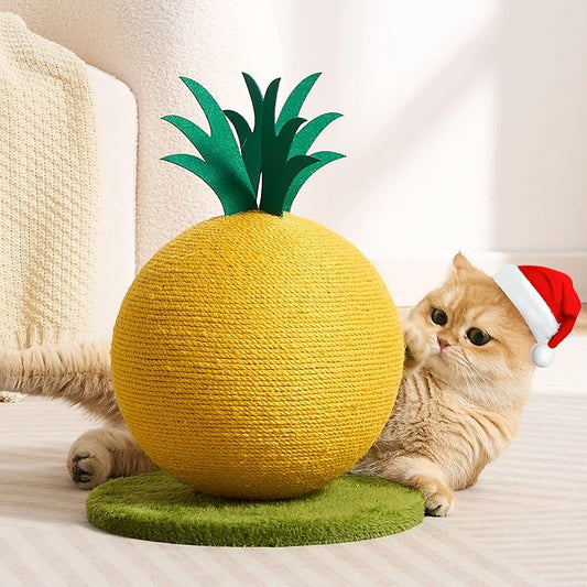Pineapple Cat Scratching Post, Cute Cat Scratcher with Sisal Rope, Cat Scratch Post for Indoor Adult Cat and Kitten, Cat Scratching Ball