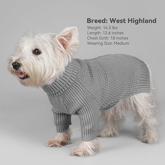 cyeollo 4XL Dog Sweater,Knitwear Pullover Sweaters Turtleneck Fall Winter Dog Clothes for Giant Breed Sweaters for Large Dogs Male, Grey XXXXL