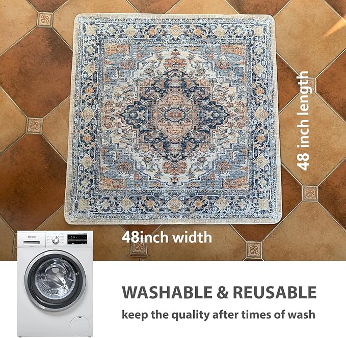 nunubaby Washable Pee Pads for Dogs, Stylish, Non-Slip and Leak-Proof Pee Pads. Reusable Potty Pads for Dogs for Crates and Floors.(Beige/Multi, 48" x48" )