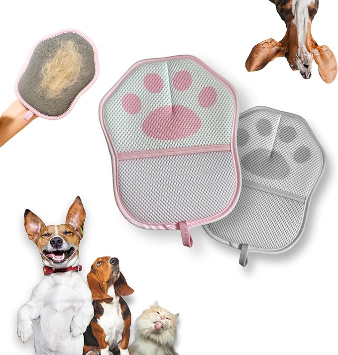 Pet Hair Removal Glove for Dogs & Cats | New Upgraded 5-Finger Magic Grooming Glove & Reusable Pet Hair Remover for Furniture, Laundry, Couch, Carpet & Car