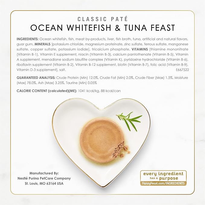 Purina Fancy Feast Seafood Classic Pate Collection Grain Free Wet Cat Food Variety Pack - (2 Packs of 12) 3 oz. Cans