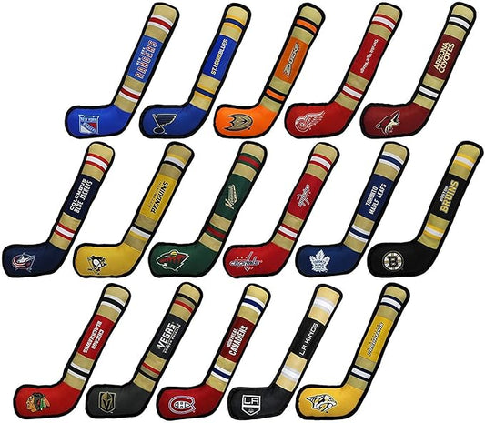 Pets First Dog Toy Tough Nylon with Inner Squeaker Licensed by NHL Montreal Canadiens Hockey Stick Toy for Dogs & Cats. Play Hockey with Your Pet with This Licensed Dog Tough Toy