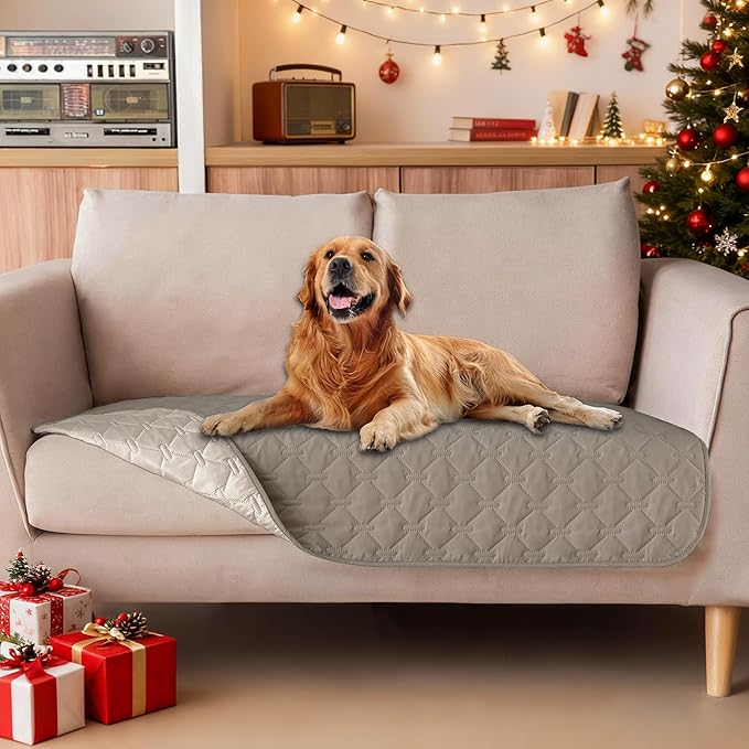 gogobunny 100% Double Sided Waterproof Dog Blanket Soft Pet Bed Cover Reversible Protect Furniture Couch Sofa Car for Puppy Large Dog Cat (Dark Stone/Light Stone, 32x53 Inch (Pack of 1))