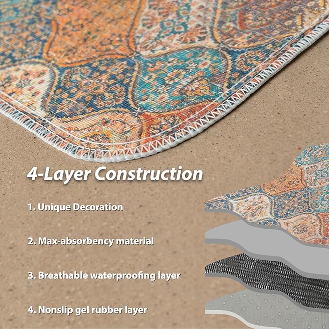 nunubaby 4PACK Washable Pee Pads for Dogs, Stylish, Non-Slip and Leak-Proof Pee Pads. Reusable Potty Pads for Dogs for Crates and Floors.(Cream/Multi, 18" x24" )