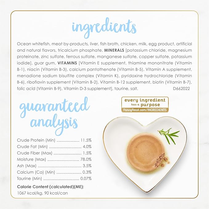 Purina Fancy Feast Tender Ocean Whitefish Feast Wet Kitten Food - (Pack of 24) 3 oz. Cans