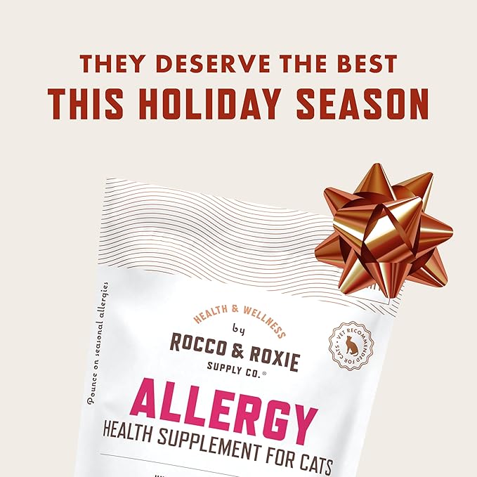 Rocco & Roxie Seasonal Allergy Relief for Cats, Cat Supplements & Vitamins, Probiotics to Support Gut Health, Fish Oil for Skin, Sneezing & Itching from Seasonal Allergies, Tart Cherry Immune Support