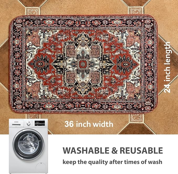 nunubaby 4PACK Washable Pee Pads for Dogs, Stylish, Non-Slip and Leak-Proof Pee Pads. Reusable Potty Pads for Dogs for Crates and Floors.(Red/Rect, 24" x36" )