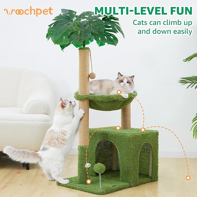 Large Cat Tree for Indoor Cats, Multi-Functional Comfy Cat Bed - 48inch Tall Cat Tower with Scratching Post, Cozy Hammock for Kittens and Adults Cat, Cute Cando with Toy