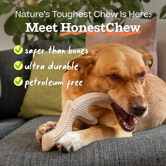 WOOF HonestChew Dog Toy Antler - Durable Dog Chews - Made with Natural, Plant-Based Ingredients - Splinter-Resistant - Safer Than Dog Bones - Small