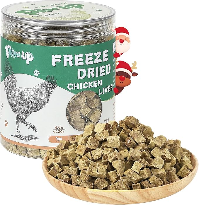 PAWUP Freeze Dried Chicken Liver Pet Treats, High Protein Freeze-Dried Pet Food for Dogs, Cats, Fresh Ingredient Snacks, 4.6 oz, Rawhide Free&Grain Free