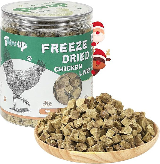 PAWUP Freeze Dried Chicken Liver Pet Treats, High Protein Freeze-Dried Pet Food for Dogs, Cats, Fresh Ingredient Snacks, 4.6 oz, Rawhide Free&Grain Free