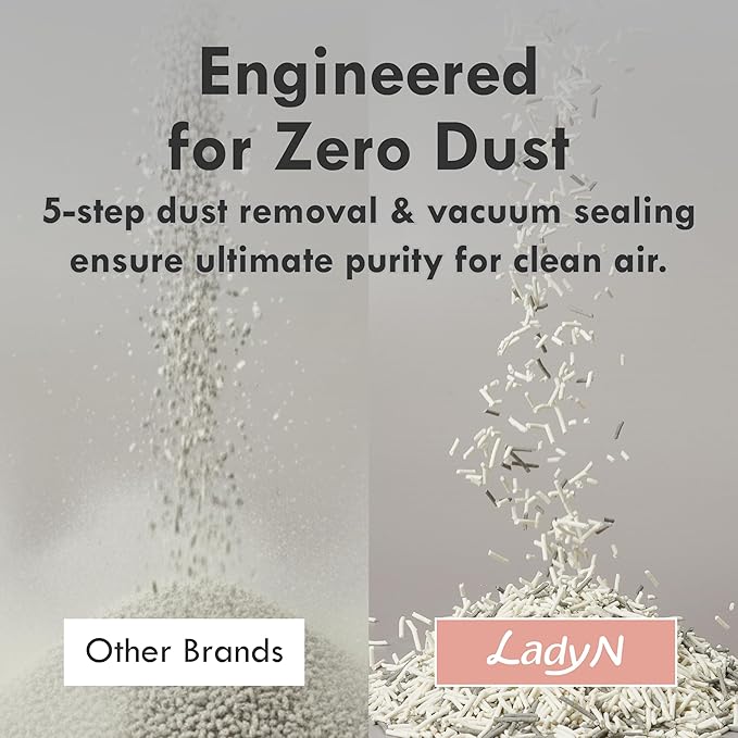 Lady N Pellet Tofu Cat Litter, Strong Clumping Ultra Absorbent, Dust-Free Low Tracking, Enviro-probiotic and Activated Carbon for Odor Control 9lb (1 Pack Unscented)