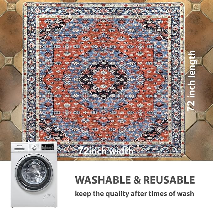 nunubaby Washable Pee Pads for Dogs, Stylish, Non-Slip and Leak-Proof Pee Pads. Reusable Potty Pads for Dogs for Crates and Floors.(Red/Floral, 72" x72" )