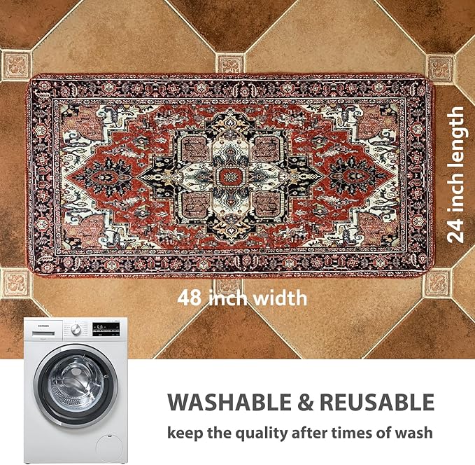 nunubaby 4PACK Washable Pee Pads for Dogs, Stylish, Non-Slip and Leak-Proof Pee Pads. Reusable Potty Pads for Dogs for Crates and Floors.(Red/Rect, 24" x48" )