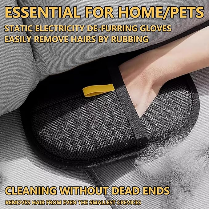 Pet Hair Removal Glove for Cats & Dogs, Efficient Grooming Gloves for Pet Hair, Cat Grooming Gloves for Hair Removal，Reusable Cat & Dog Hair Remover for Couch, Furniture, Carpet, Curtain(2Pcs)