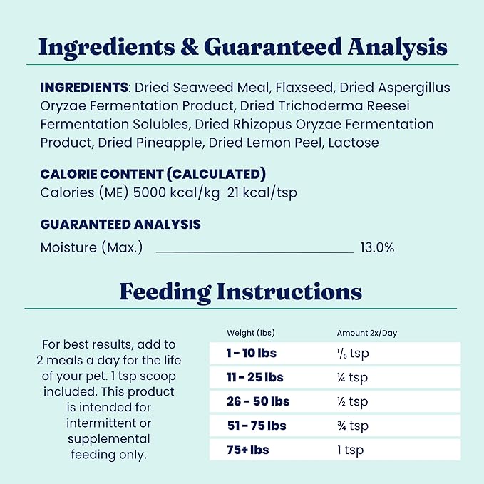 Solid Gold Cat & Dog Multivitamin Powder - Kelp Powder, Omega 3 & Vitamins for Dental, Digestive, Immune, Skin & Coat Health - Multi Vitamin for Dogs & Cats - Cat & Dog Food Additive Supplement - 1lb