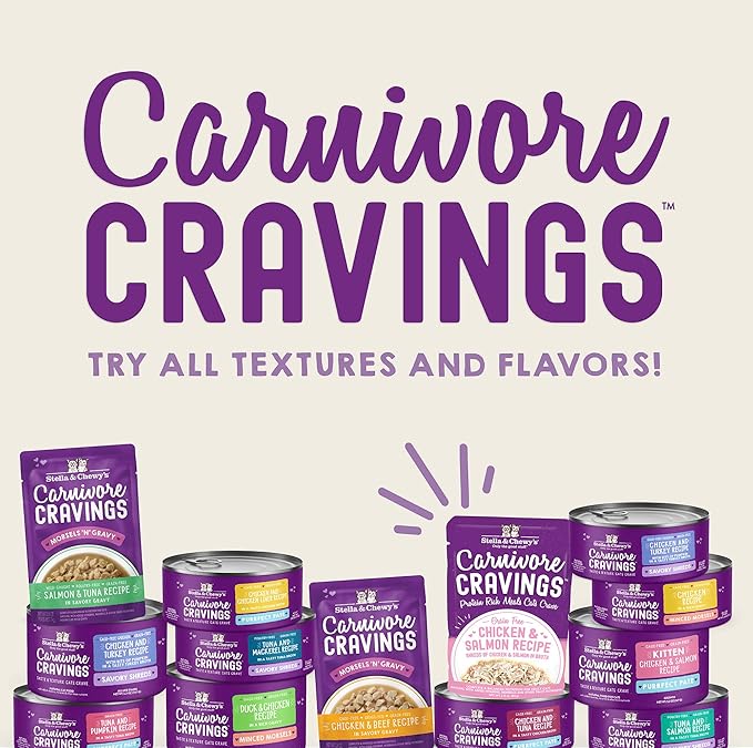 Stella & Chewy's Carnivore Cravings Savory Shreds - Wet Cat Food - High-Moisture Formula with Premium Real Meat - Perfect for Picky Eaters - Variety Pack, 2.8 oz, 24 Count