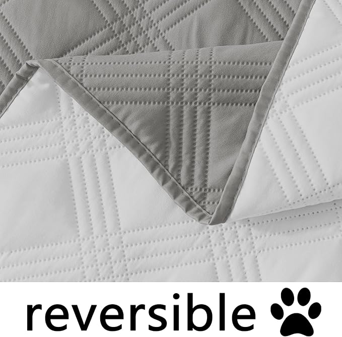 hyha Waterproof Dog Blanket, Reversible Pet Bed Blanket, Soft Sofa Couch Cover for Dogs Washable, Waterproof Pet Couch Covers for Sofa Puppy Cats Furniture Protector(30"x53", Grey/Light Grey)