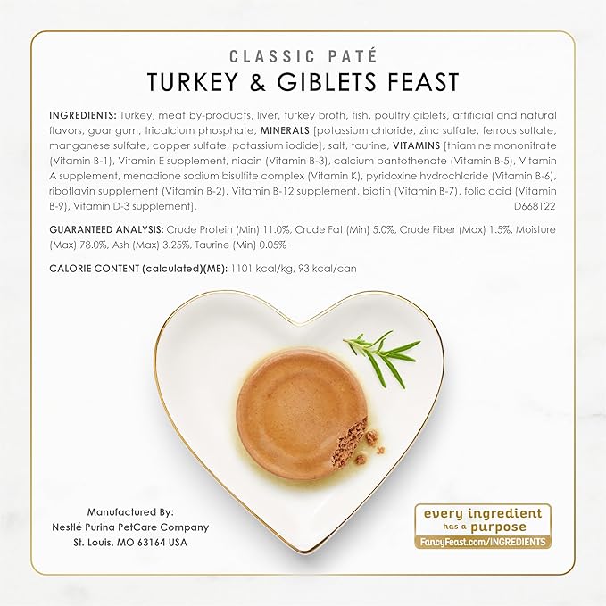 Fancy Feast Poultry and Beef Feast Classic Pate Collection Grain Free Wet Cat Food Variety Pack - (Pack of 24) 3 oz. Cans