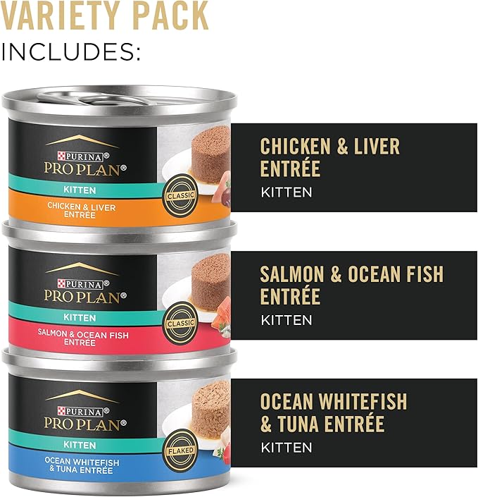 Purina Pro Plan High Protein Wet Kitten Food Variety Pack, DEVELOPMENT Kitten Favorites - (Pack of 24) 3 oz. Cans