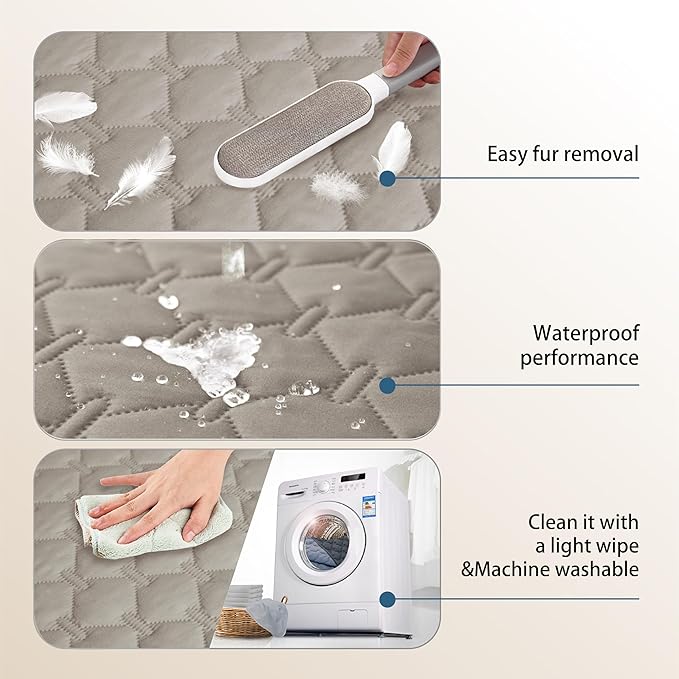 gogobunny 3X Stronger Waterproof Pet Blanket, Scratch Proof Furniture Protector for Dogs Cats, Reversible Cover 30x70 Inch, Dark Stone