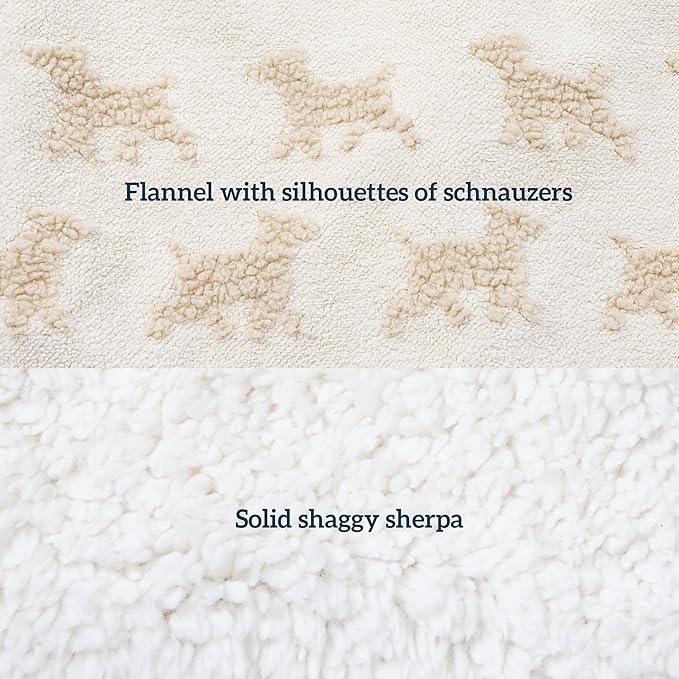 Embossed Sherpa Dog Blankets for Large Dogs - Waterproof Cat Blankets for Indoor Cats - Heavy Duty Couch Cover Protector - Soft Reversible Throw Furniture Protection - Large, Cream