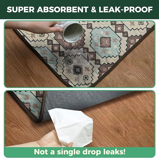 FXW Washable Pee Pads for Dogs, Puppy Pads with Super Absorbent, Specifically Designed for 36inch Cages, 23" x 35" Rectangle, Tribal Beige, 2 Packs