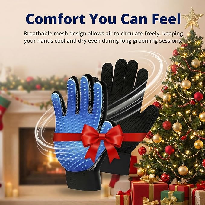 Silent Groom Pro Grooming Glove for Dogs, Cats, Rabbits & Horses | 2-in-1 Pet Brush & Deshedding Tool | Gentle Bathing & Cleaning for Long & Short Hair | Grooming Supplies for Pet Fur Control