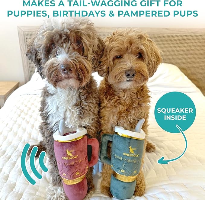 Haute Diggity Dog Holiday Snuggly Cup Plush Dog Toy for Small, Medium & Large Dogs, Interactive Funny Christmas Squeaky Toys, Soft, Durable, Machine-Washable, Safe & Cute Birthday Gift for Dogs, Green