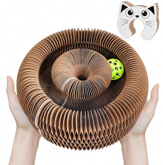 Kitty Cat Toy, Magic Organ Cat Scratch Board, Compact Accordion toys with Bell Ball, cat toys for indoor cats & Kittens, Foldable Design,Boosts Claw Health,Relieve Anxiety and Protect the Furniture