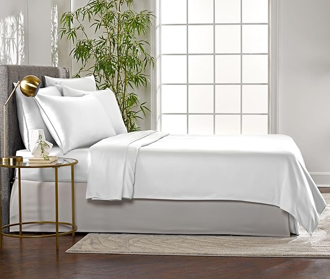Pure Bamboo Full Sheets, Genuine 100% Organic Viscose Derived from Bamboo Bed Sheet Set, Luxuriously Soft & Cooling, Double Stitching, 2 Year Quality Promise (Full, White)