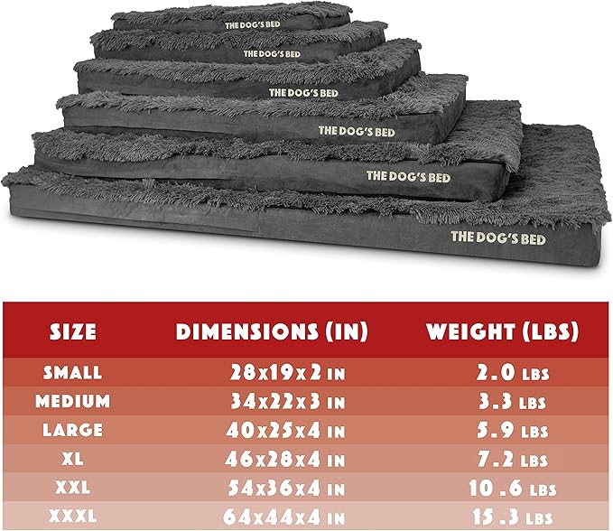 The Dog’s Bed Orthopedic Memory Foam Dog Bed, Large Grey Faux Fur, Pain Relief for Arthritis, Hip & Elbow Dysplasia, Post Surgery, Lameness, Supportive, Calming, Waterproof Cover, Veterinary Approved