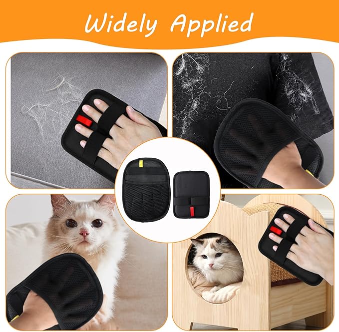 2 Pack Electrostatic Pet Hair Removal Glove, Reusable Cats & Dogs Lint Removal Tool for Furniture, Couch, Carpet, Curtain, Clothes, Car Seat, Pet Grooming