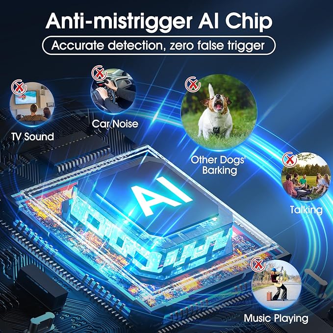 1S Stop Barking Smart Dog Bark Collar, Humane Anti Barking Device with Beep & Vibration, 7 Adjustable Sensitivity, Ultra-Light Bark Collar for Small Medium Large Dogs IP67 Waterproof Indoor Outdoor