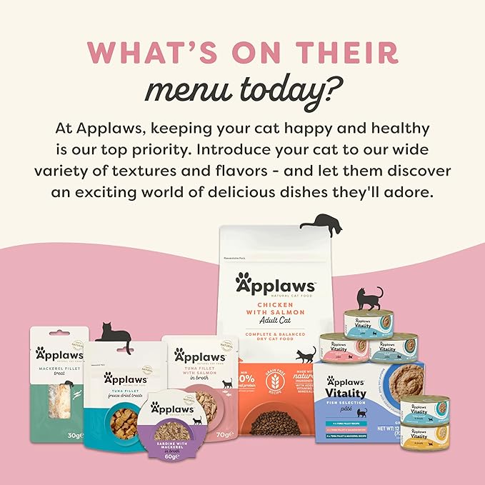 Applaws Vitality Wet Cat Food in Broth, Natural Cat Food with Added Vitamins & Minerals, Grain and Carrageenan Free, Tuna Fillet & Shrimp in Broth (24 Count, 2.47 oz Cans)