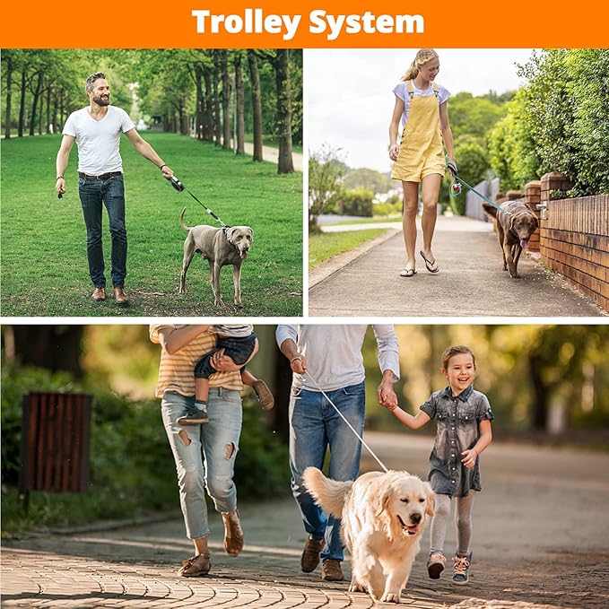 Long Dog Leash 20 FT: Heavy Duty Rope Leashes for Dogs Training with Swivel Lockable Hook Reflective Threads Bungee and Padded Handle - Dog Lead for Large Small Medium Dogs Outside Walking Hiking