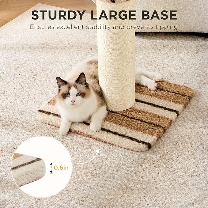 Joydeco Cat Scratching Post 34 Inches Heavy Duty and Thick Scratching Post Sisal Rope with Hanging Ball and Mice for Indoor Cats(Coffee)