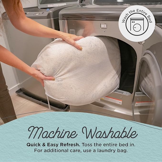 Best Friends by Sheri Original Calming Donut Dog and Cat Bed, Shag Faux Fur, Denim Blue, (23in x 23in) - Anxiety Relief for Pets Up to 25 lbs