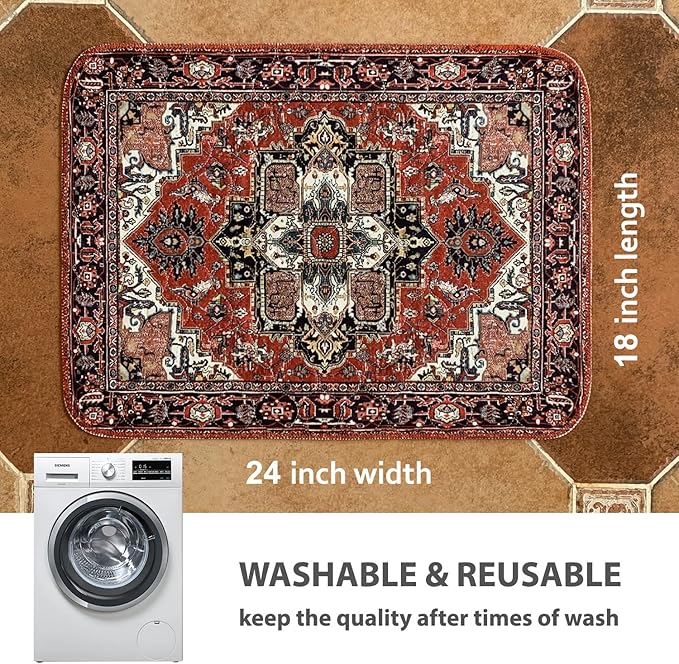 nunubaby Washable Pee Pads for Dogs, Stylish, Non-Slip and Leak-Proof Pee Pads. Reusable Potty Pads for Dogs for Crates and Floors.(Red/Rect, 18" x24" )