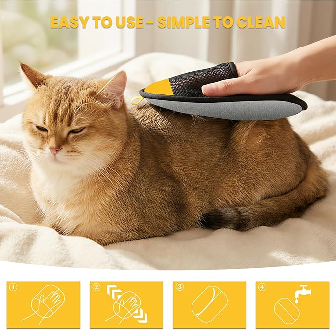 Pet Hair Removal Glove, 2025 Newly Upgraded Electrostatic Pet Hair Remover Glove with Comb,Pet Massage Tool,Pet Hair Remover Tool for Cats & Dogs,Couch,Curtain, Clothing, Carpet, Car Seat(2pcs)