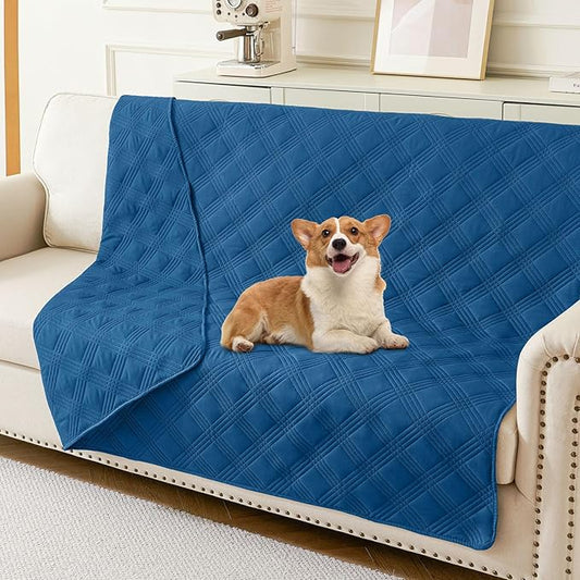 hyha Waterproof Dog Blanket, Reversible Pet Bed Blanket, Soft Sofa Couch Cover for Dogs Washable, Waterproof Pet Couch Covers for Sofa Puppy Cats Furniture Protector(52"x82", Navy Blue/Navy Blue)