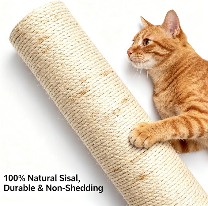 Maple Leaf Cat Tree, 41.7-Inch Cat Scratching Post with Rolling Ball Toy, Large Cat Activity Center for Indoor Cats, Modern Apartment-Friendly Design