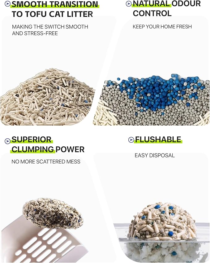 Michu Mixed Tofu Cat Litter Lite 5.5Lb/6L – Flushable, Eco-Friendly & Odor Control (4 Packs)