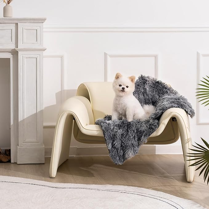 gogobunny Waterproof Dog Blanket for Large Dogs, Cats, Puppy, Reversible Faux Fur Pet Throw Blanket, Washable, Calming Furniture Protection for Sofa Bed (25x35 Inch (Pack of 1), Tie-dye Grey)