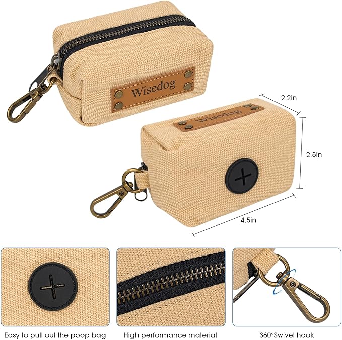 Wisedog Dog Collar and Leash Set, Waterproof Adjustable Puppy Collars with Cute Tag 6FT Dog Leash with Poop Bag for Small Medium Large Dogs (XL, Sand Color)