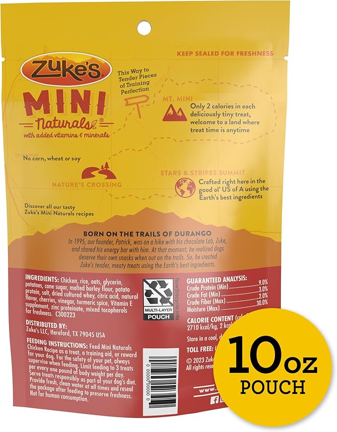 Zuke's Mini Naturals Dog Training Treats for Dogs, Pet Treats made with Real Chicken - 10 oz. Pouch