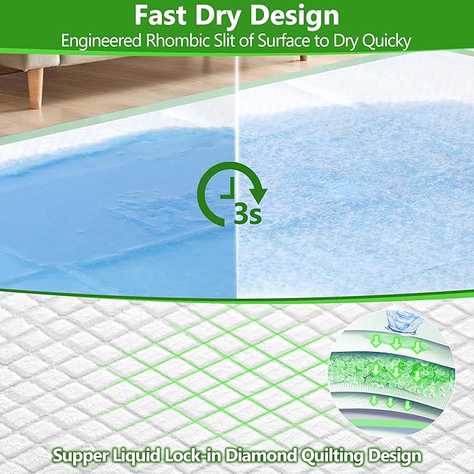 Gimars XXL 30“x36” Thicken 6 Layers Ultra Absorbency Dog Pee Pad Extra Large 3S Quick Dry Leakproof Disposable Urine Pads for Dogs, Cats, Rabbits Pets Green